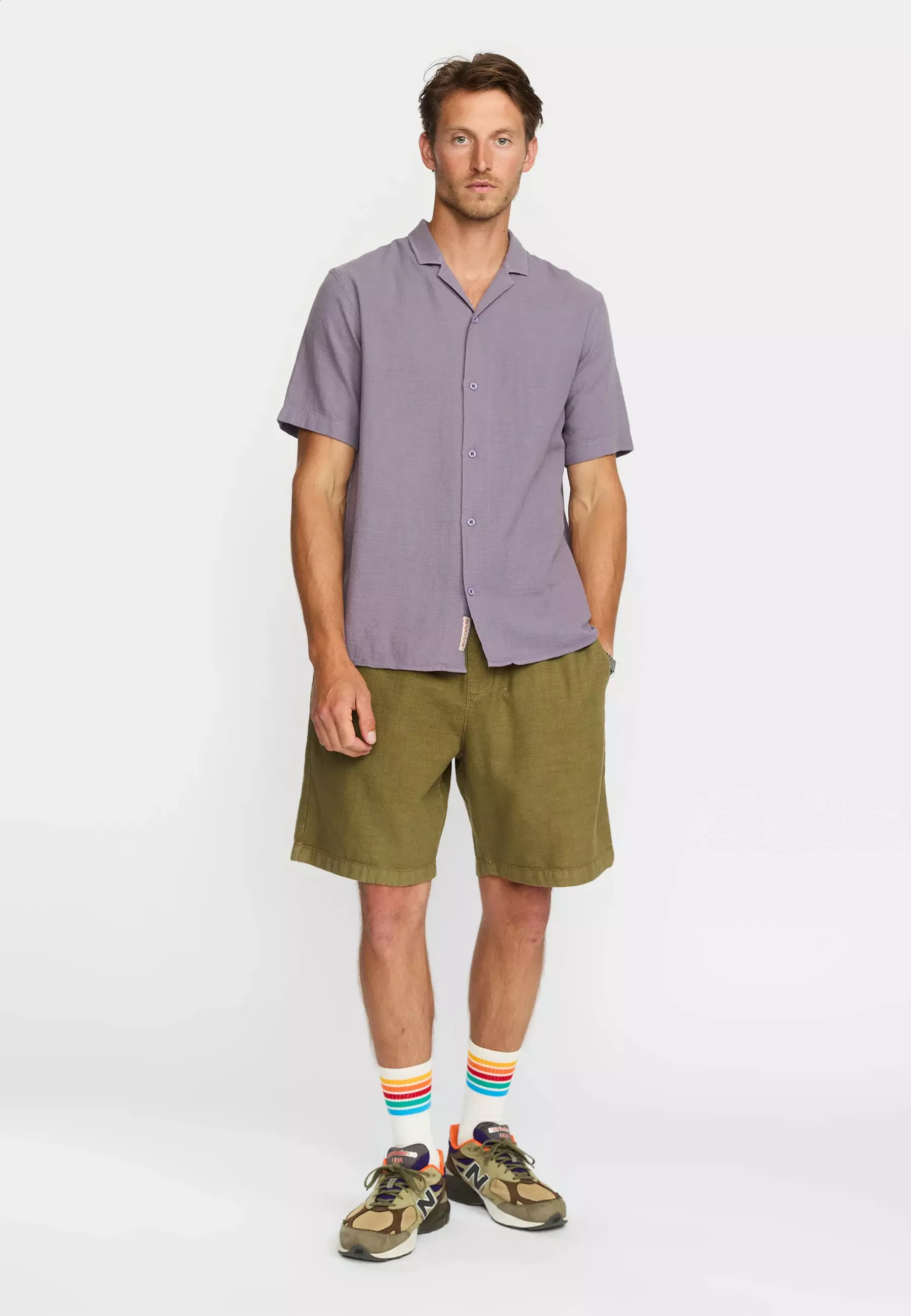 Revolution Darkpurple Kurzarm Cuban Shirt Hemd Herren dunkellila